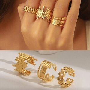 Veloura 18K Gold Plated 3pc Stackable Ring Set | Minimalist Statement Rings